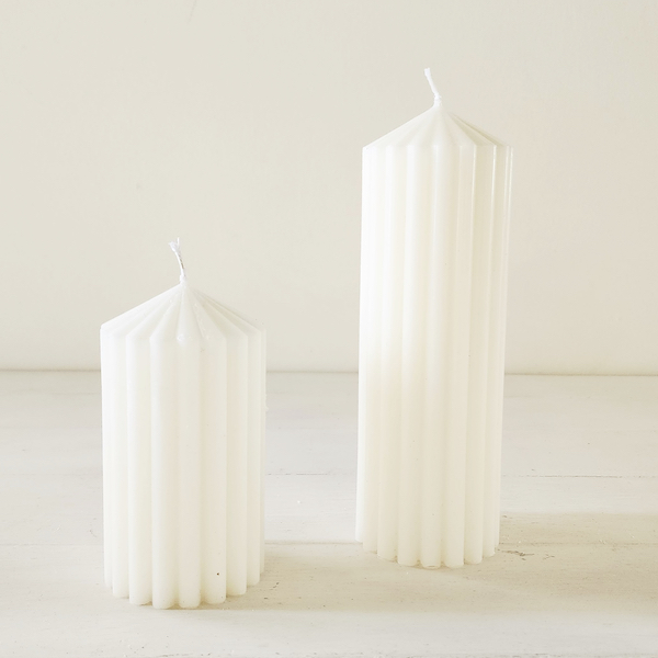Ribbed Candle - White